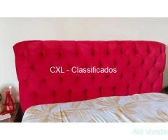 Cabeceira queen veludo vermelho semi-nova - Imagem 2